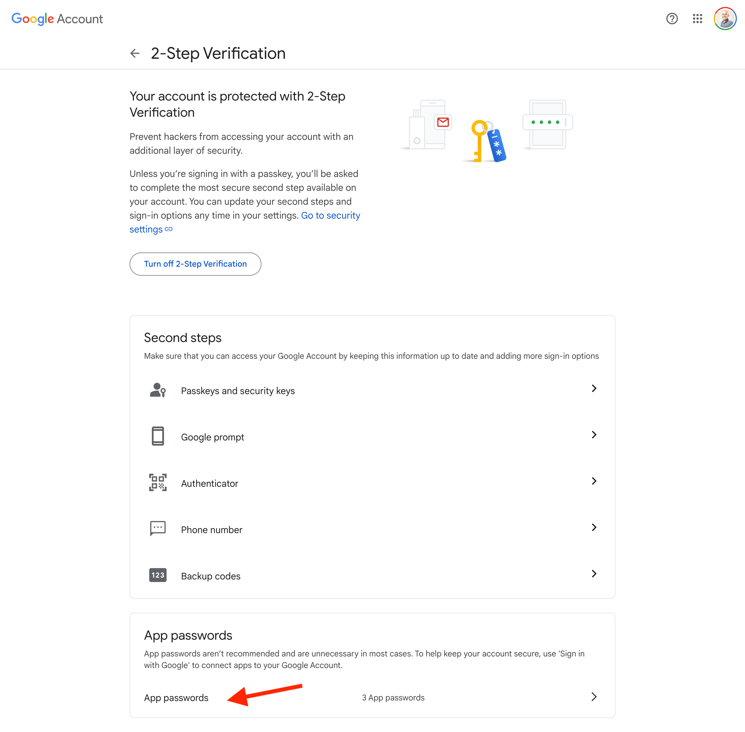 Google App Password creation screen showing how to generate a secure password specifically for Email Me App
